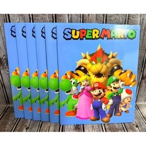 6x Super Mario Folders Nintendo School Folders Bowser Luigi Yoshi Bulk Set